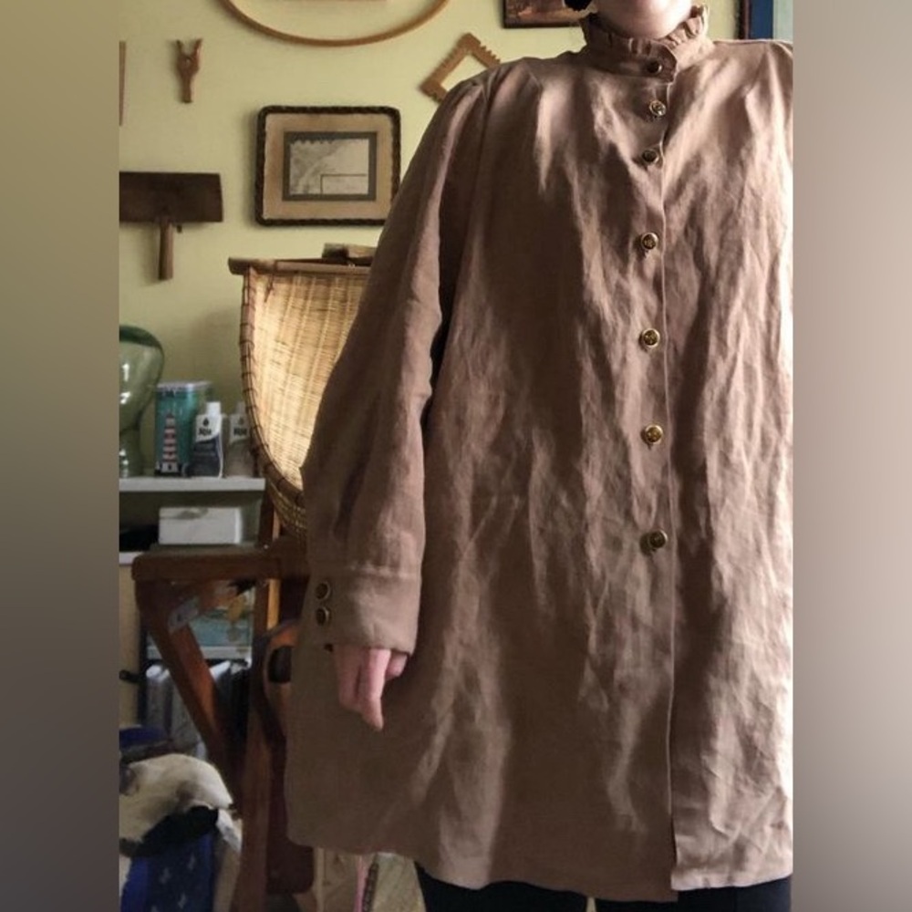 Handmade linen shirt dress Victorian Edwardian plus size